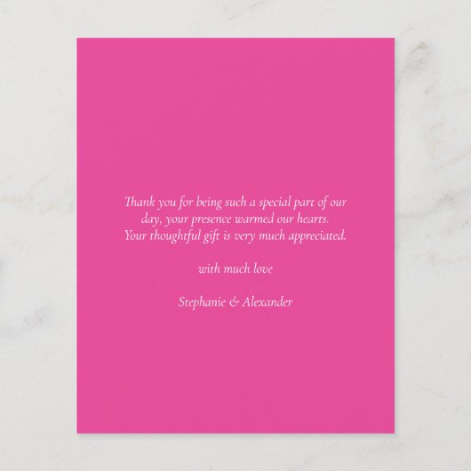 Budget Eenvoudige Hot Pink Custom Dank u kaart (Achterkant)
