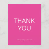 Budget Eenvoudige Hot Pink Custom Dank u kaart (Voorkant)