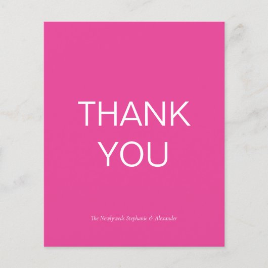 Budget Eenvoudige Hot Pink Custom Dank u kaart (Voorkant)