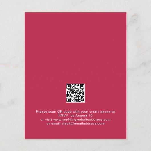 Budget Eenvoudige Magenta QR Code Weddenschap Uitn (Achterkant)