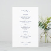 Budget eenvoudige marine typografie bruiloft menu (Staand voorkant)