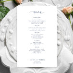 Budget eenvoudige marine typografie bruiloft menu<br><div class="desc">Eenvoudig wit trendy minimalistische kalligrafie script aangepaste tekst sjabloon BUDGET betaalbare bruiloft menukaart. LEES DIT ALVORENS TE KOPEN! Dit is een budget trouwkaart gedrukt op een papieren blad (elk blad heeft één kaart). Voor de beste rapport prijs kwaliteit, ons advies is om te kiezen voor de semi-glans papiertype (het is...</div>