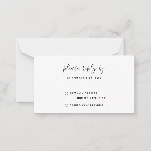 Budget Eenvoudige minimalistische Boheemse RSVP br Notitiekaartje (Voorkant)