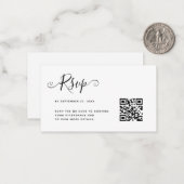 BUDGET Eenvoudige Minimalistische QR Code RSVP Huw Notitiekaartje (Voorkant / Achterkant in situ)
