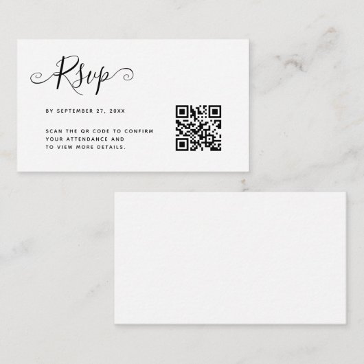 BUDGET Eenvoudige Minimalistische QR Code RSVP Huw Notitiekaartje (Voorkant / Achterkant)