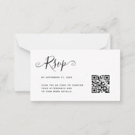 BUDGET Eenvoudige Minimalistische QR Code RSVP Huw Notitiekaartje