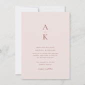 Budget Eenvoudige Moderne Blush Bruin Monogram Bru Kaart (Voorkant)