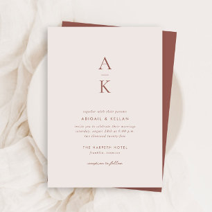 Budget Eenvoudige Moderne Blush Bruin Monogram Bru Kaart
