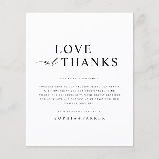 Budget Eenvoudige Moderne Foto Bruiloft Dank u Kaa (Achterkant)