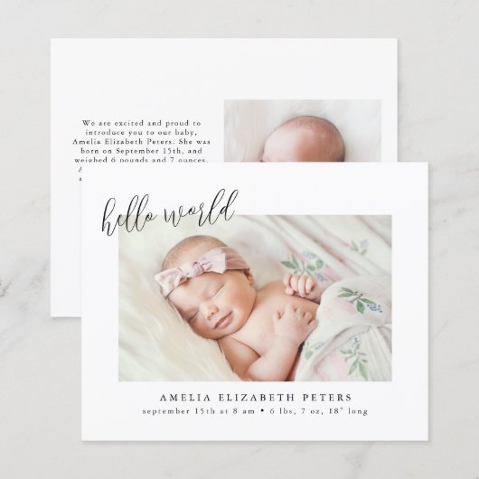 Budget Eenvoudige Moderne Pasgeboren Aankondiging (Voorkant / Achterkant)