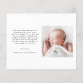 Budget Eenvoudige Moderne Pasgeboren Aankondiging (Achterkant)