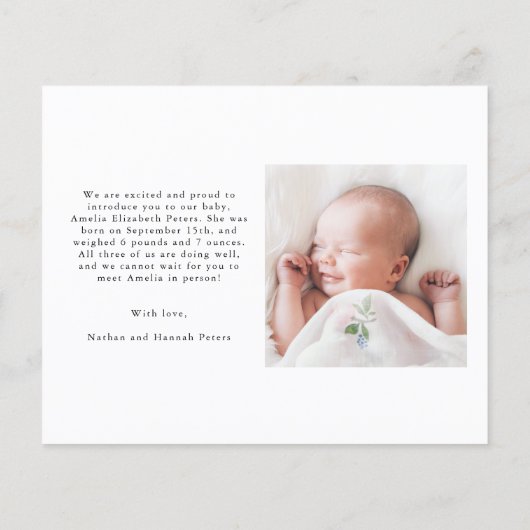 Budget Eenvoudige Moderne Pasgeboren Aankondiging (Achterkant)