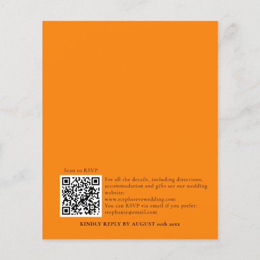 Budget Eenvoudige najaarse Oranje bruiloft QR Code (Achterkant)