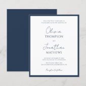 BUDGET Eenvoudige Navy Blauwe Rand Script Bruiloft (Voorkant / Achterkant)