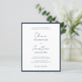 BUDGET Eenvoudige Navy Blauwe Rand Script Bruiloft (Staand voorkant)