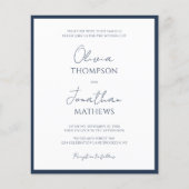 BUDGET Eenvoudige Navy Blauwe Script QR Code Trouw (Voorkant)