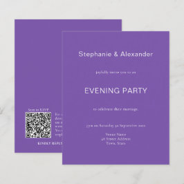 Budget Eenvoudige Paarse QR Wedding Party nodigt u
