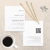 Budget Eenvoudige QR Code White Wedding Invite