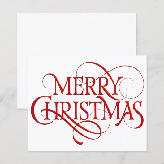 Budget Eenvoudige Rode & Witte Kerst-Kaart (Voorkant / Achterkant)