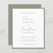 BUDGET Eenvoudige Sage Green Border Script Wedding (Voorkant / Achterkant)