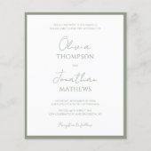 BUDGET Eenvoudige Sage Green Border Script Wedding (Voorkant)