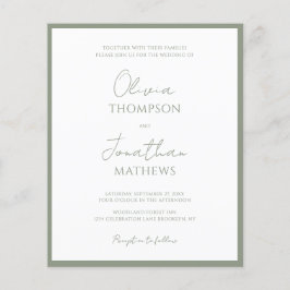 BUDGET Eenvoudige Sage Green Script Fotobruiloft