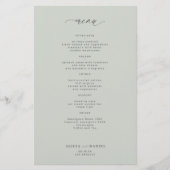 Budget eenvoudige salie groene bruiloft menu (Voorkant)