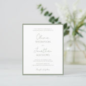 BUDGET Eenvoudige Saliegroen Script Foto Bruiloft (Staand voorkant)