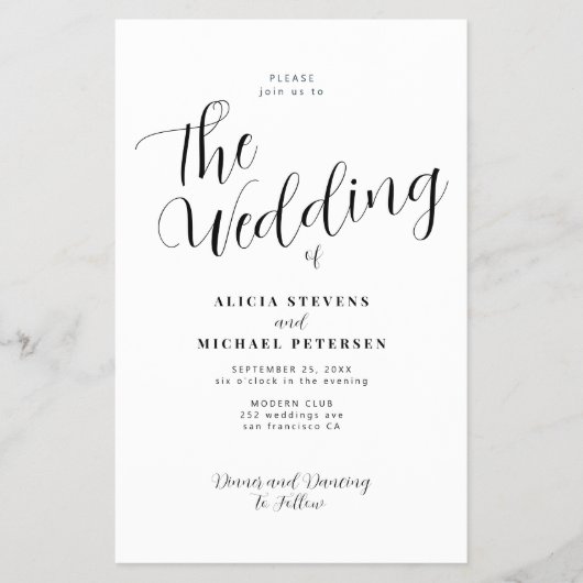 Budget eenvoudige stijlvolle foto bruiloft uitnodi flyer (Voorkant)