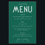 Budget Eenvoudige tekst Smaragd Bruiloft Menu<br><div class="desc">Budget Eenvoudige tekst Smaragd Bruiloft Menu. Een budget prijs grootte 5, 5" x 8, 5",  eigentijdse stijl,  gemakkelijk personaliseren de tekst naar uw eigen details,  die alternatieven voor uw veganistische of vegetarische opties omvat. U kunt veranderen als u een kleur van uw keuze wilt aanpassen aan uw trouwthema.</div>