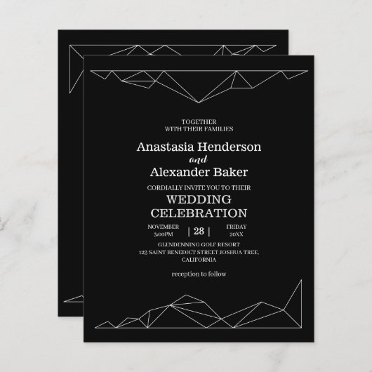 Budget Eenvoudige trouwuitnodiging. (Voorkant / Achterkant)