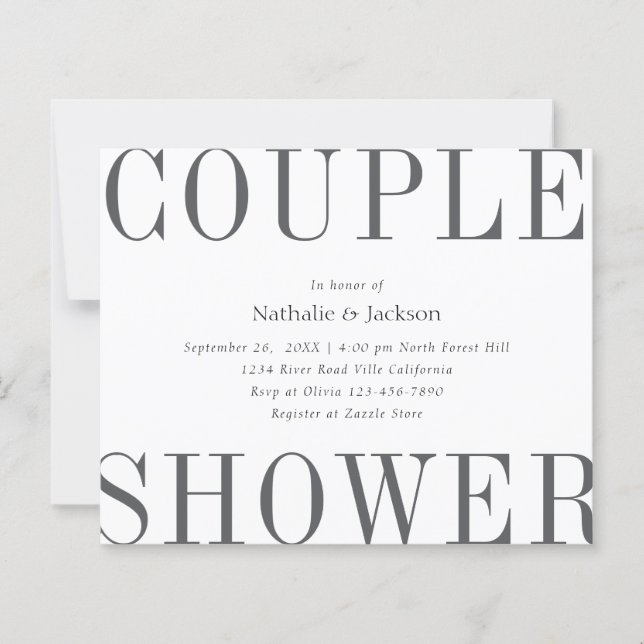BUDGET Eenvoudige Typografie Grijs Paar Douche Bru (Voorkant)