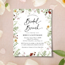 Budget Eenvoudige Wildbloemen Bridal Brunch Uitnod