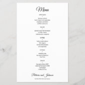 Budget eenvoudige witte elegante bruiloft menu (Voorkant)