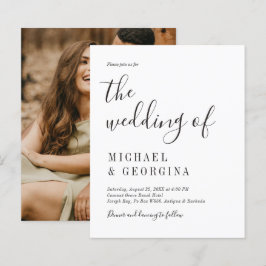 Budget Eenvoudige Zwart-Wit Foto Trouwkaart