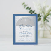 Budget Eerste Communie uitnodiging jongen blauw zi (Staand voorkant)