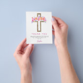 Budget Eerste Heilige Communie Bedankt Bloem Roze Flyer (Hand)