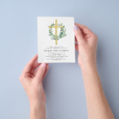 Budget Eerste Heilige Communie Eucalyptus Uitnodig Flyer (Hand)