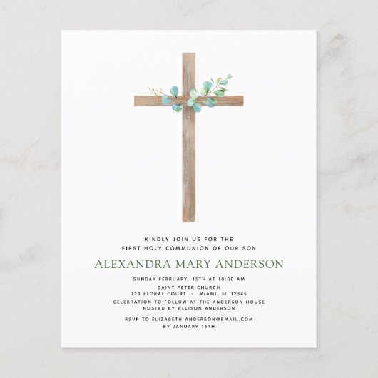 Budget Eerste Heilige Communie Groene Eucalyptus Flyer (Voorkant)