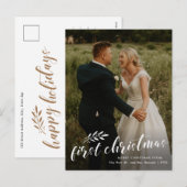 Budget Eerste Kerstdag Trouwfoto Vakantiefoto Kers Feestdagenkaart (Voorkant / Achterkant)