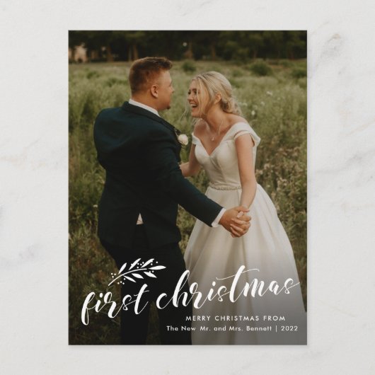 Budget Eerste Kerstdag Trouwfoto Vakantiefoto Kers Feestdagenkaart (Voorkant)