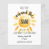 Budget eerste reis rond de Sun Party uitnodiging (Voorkant)