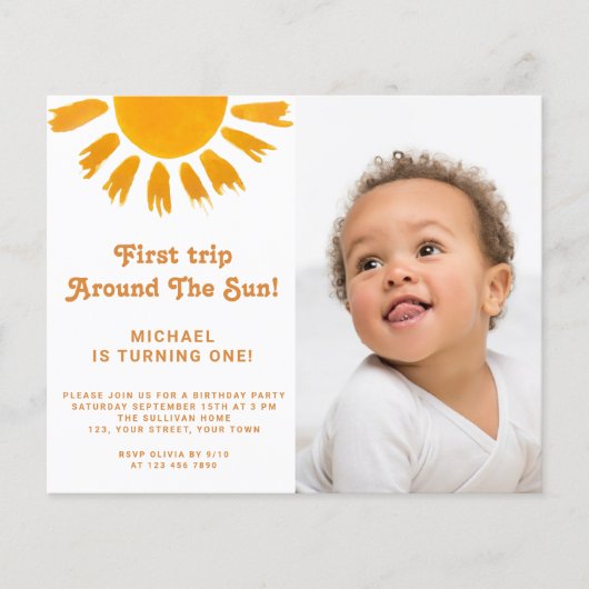 Budget Eerste reis rond de zon Verjaardag Foto (Voorkant)
