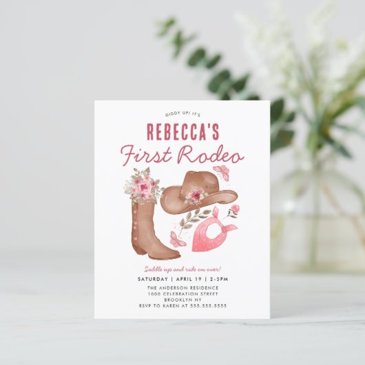 Budget Eerste Rodeo Blush Roze Cowgirl 1e Verjaard (Staand voorkant)