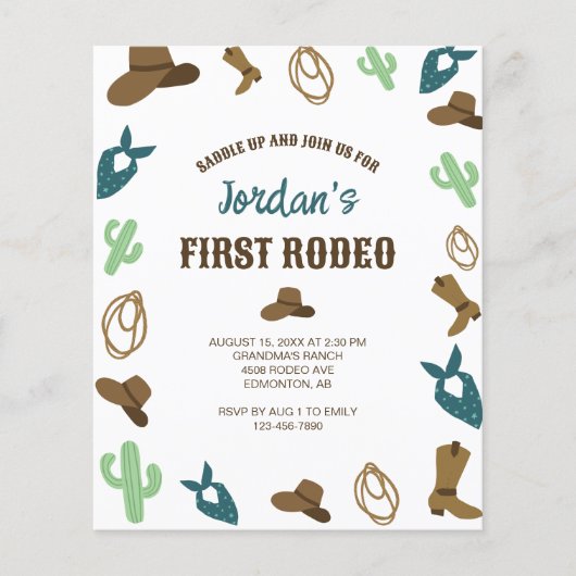 Budget Eerste Rodeo Verjaardag 1e Cowboy Western (Voorkant)