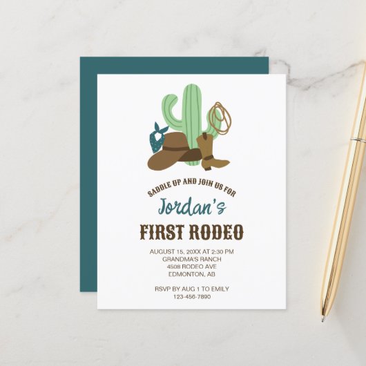 Budget Eerste Rodeo Verjaardag 1e Cowboy Western (Voorkant / Achterkant in situ)