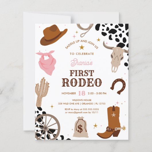Budget Eerste Rodeo Wild West Meisje 1e Verjaardag (Voorkant)