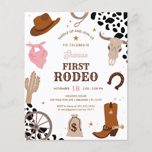 Budget Eerste Rodeo Wild West Meisje Eerste Verjaa (Voorkant)