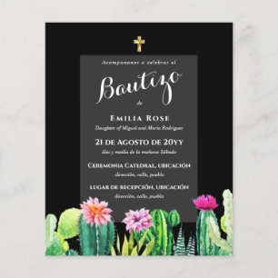 Budget EL BAUTIZO Baptism Christening CACTI Uitnod Flyer