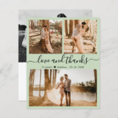 Budget Elegant 3 Foto Collage Wedding Dank u (Voorkant / Achterkant)